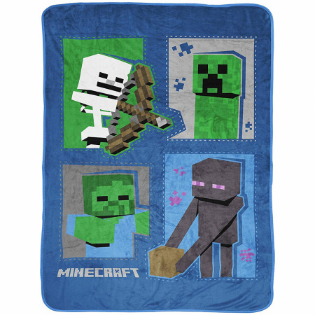 Minecraft Dungeon Mobs Squares 46' x 60' Fleece Throw Blanket